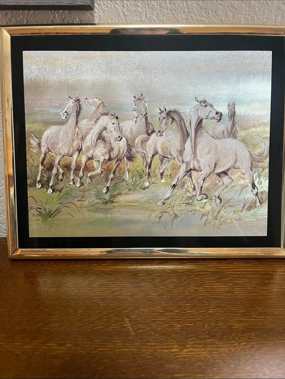 Impressions Galloping Horses Wall Art - Gold, White, Brown 8x10